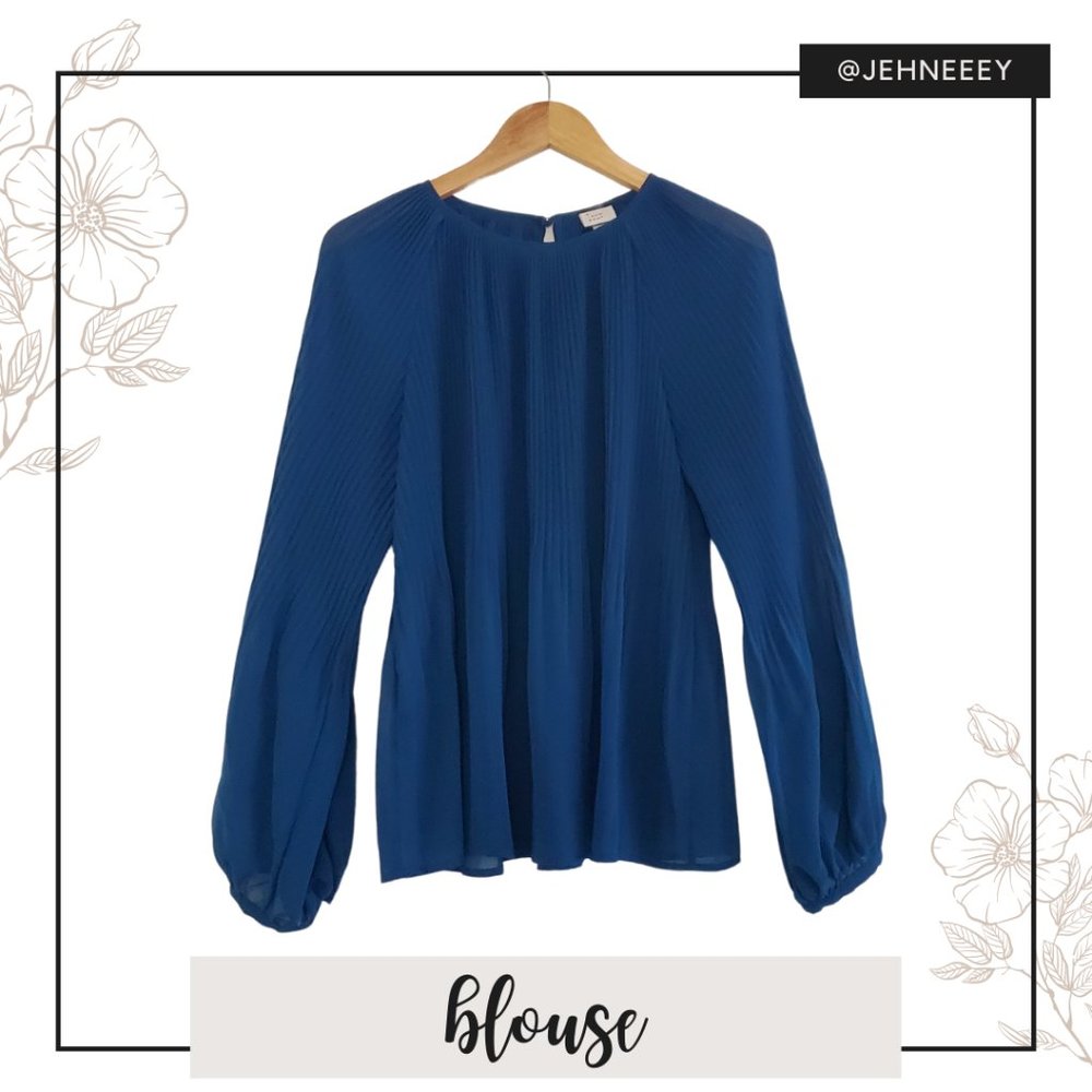 A New Day Pleated Sheer Teal Blouse